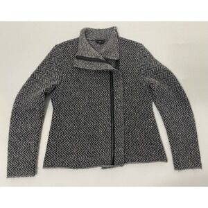 EILEEN FISHER Jacket‎ S Alpaca Wool Blend Moto Asymmetric Zip Herringbone